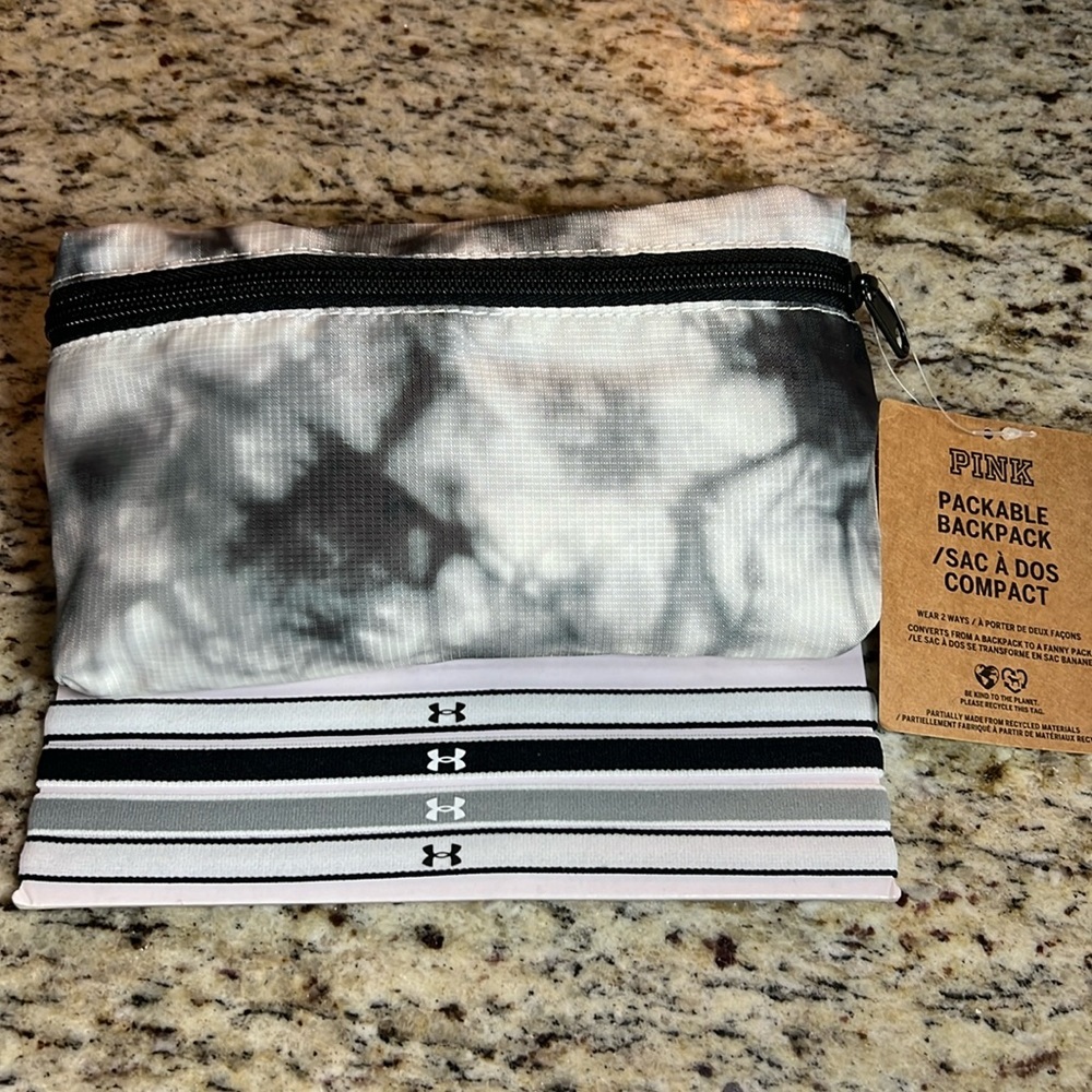 NEW ๐ Victoriaโs Secret PINK Packable Backpack & UNDER ARMOUR Workout headbands - Picture 5 of 11